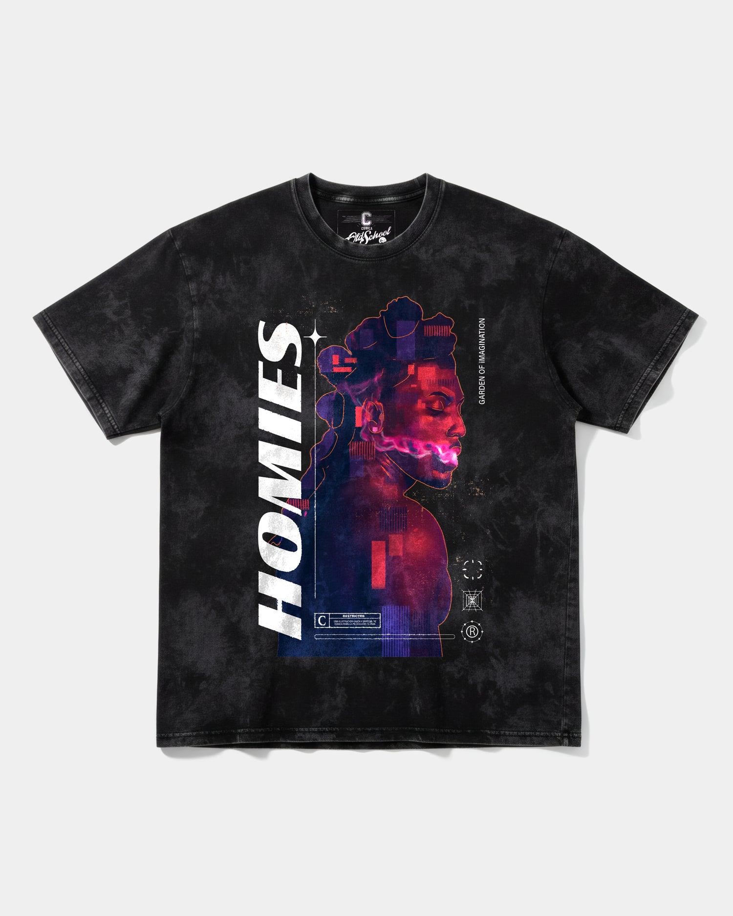 Camiseta Homies White Big Front Oversize Acid Negro