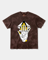 Camiseta Iluminati Hand Big Front Oversize Acid Marron