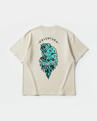 Camiseta Calentura Oso Polar Big Back Oversize Basic Beige