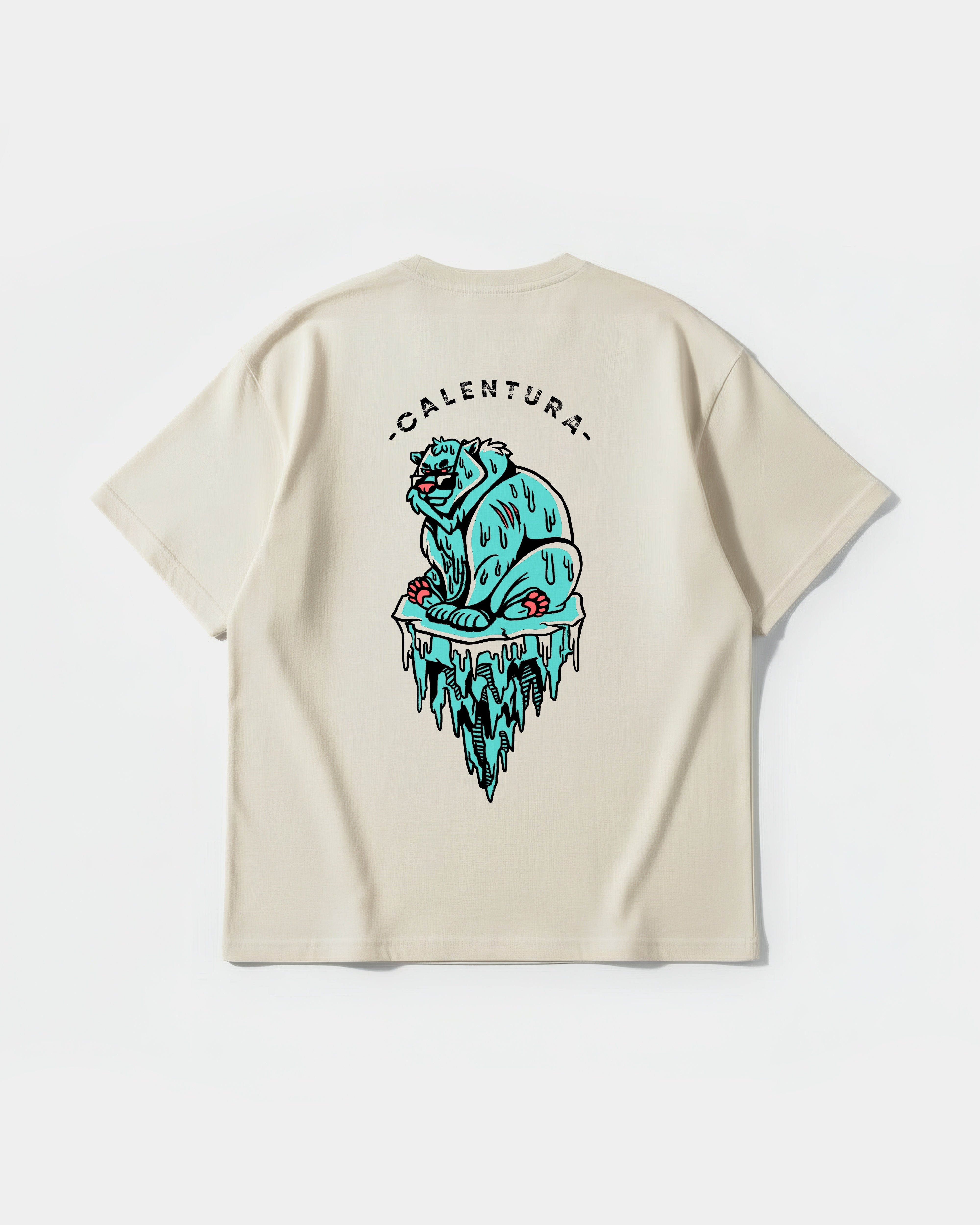 Camiseta Calentura Oso Polar Big Back Oversize Basic Beige