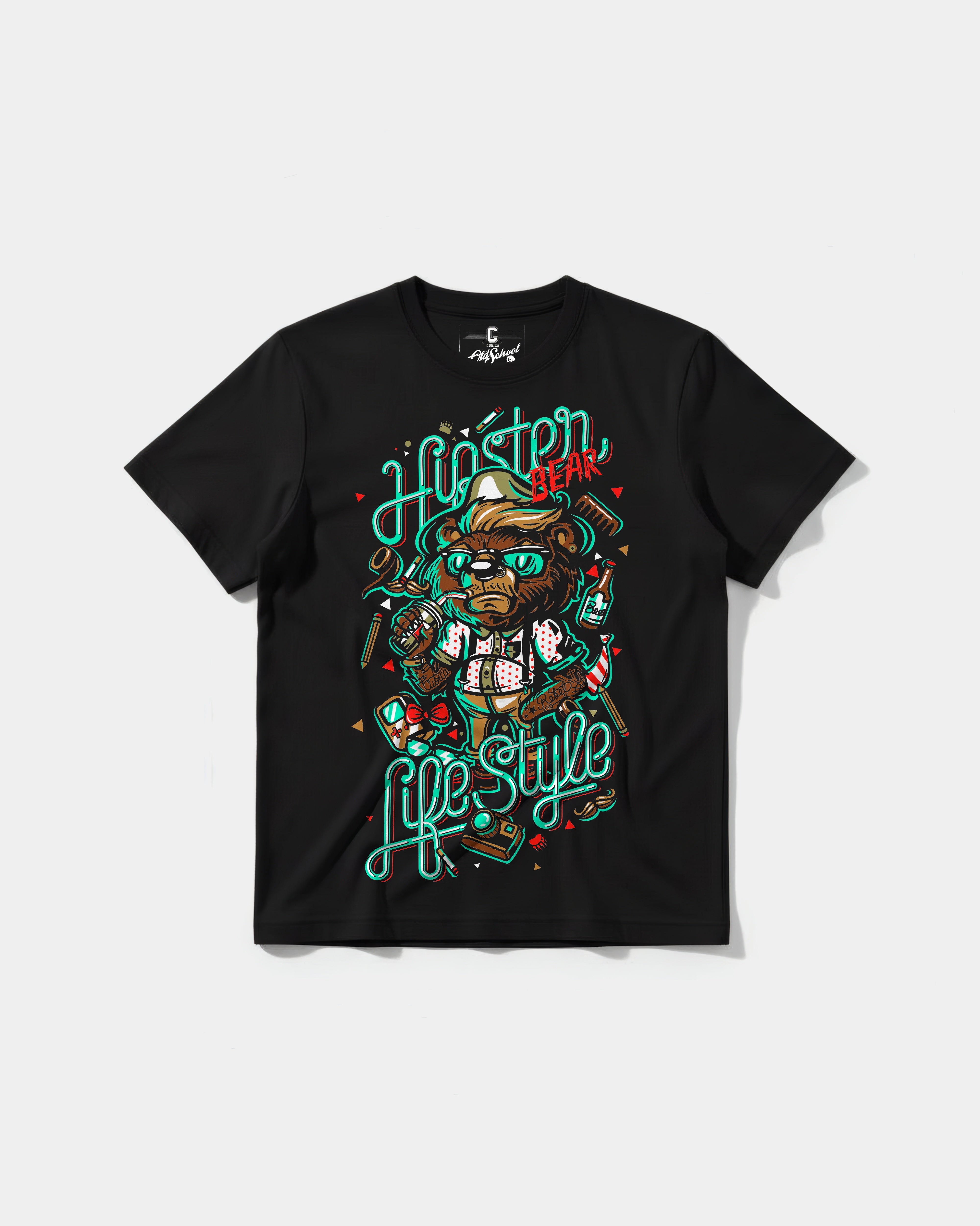 Camiseta Hipster Bear Big Front Regular Basic