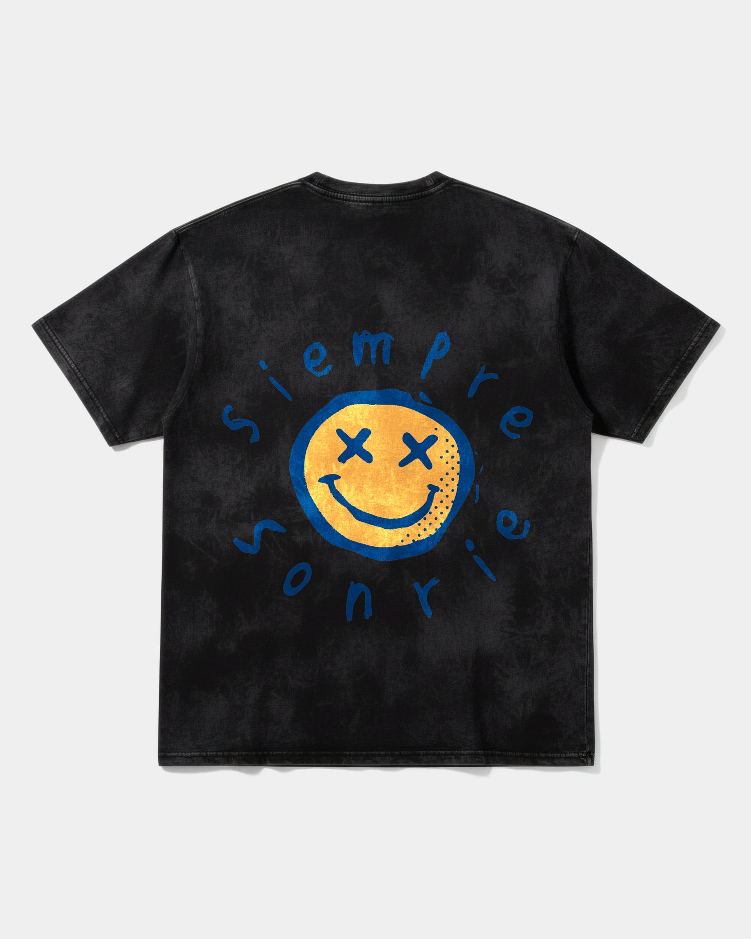 Camiseta Siempre Sonrie Big Front Oversize Acid Negro