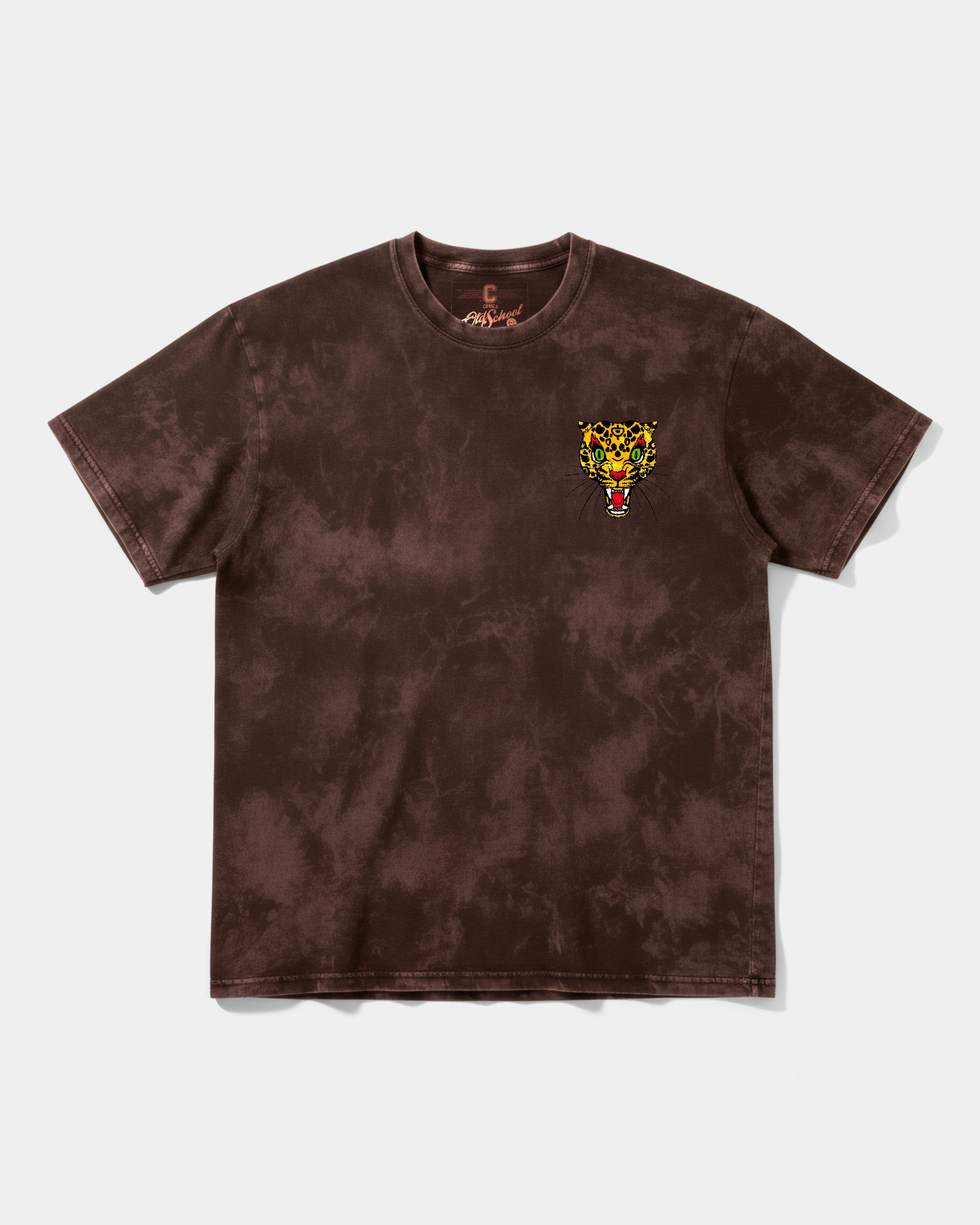Camiseta Leopard Pocket Front Oversize Acid Marron