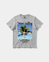 Camiseta Ocean Is Calling Big Front Regular Basic Gris