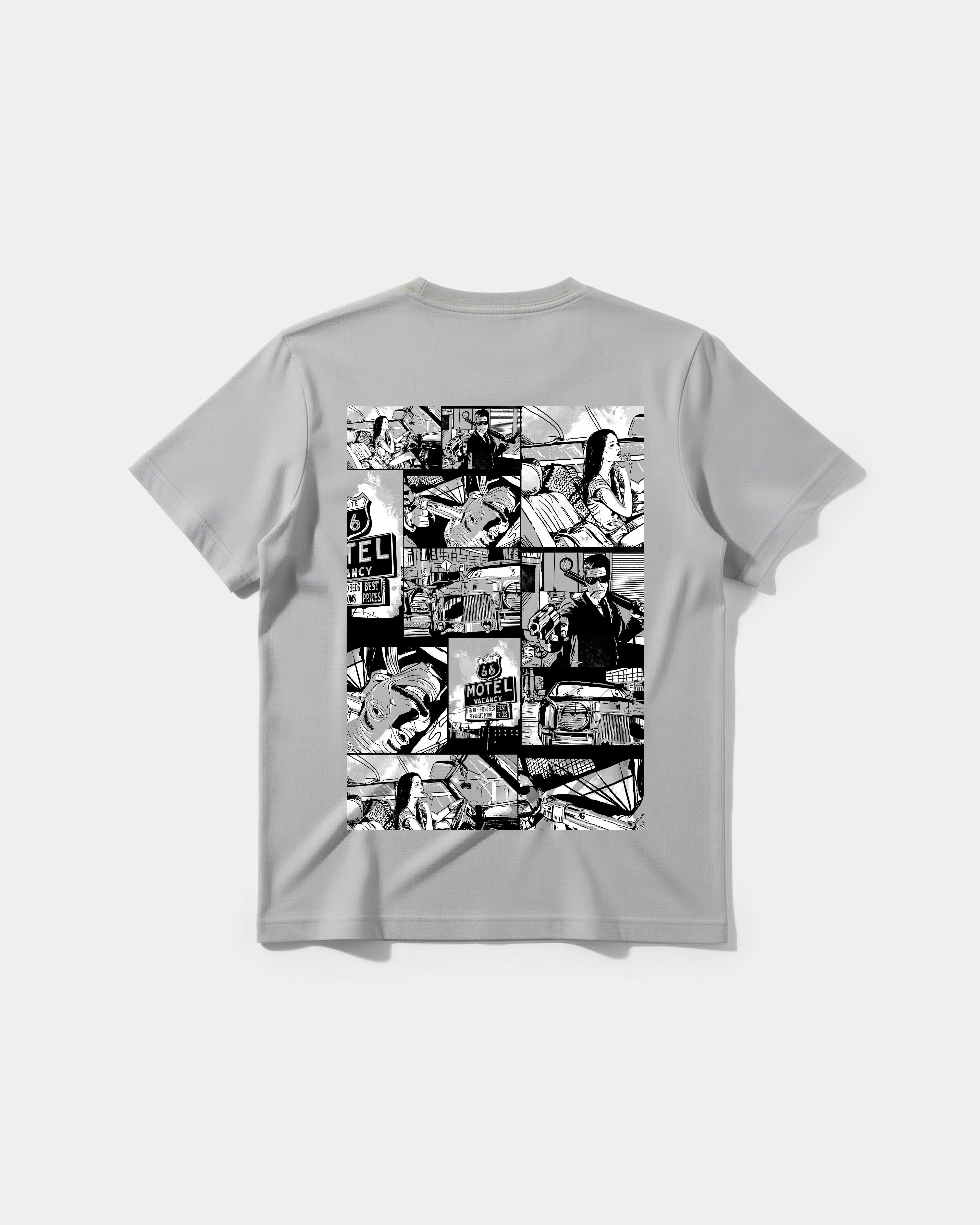 Camiseta Motel Vacancy Big Back Regular Basic Gris