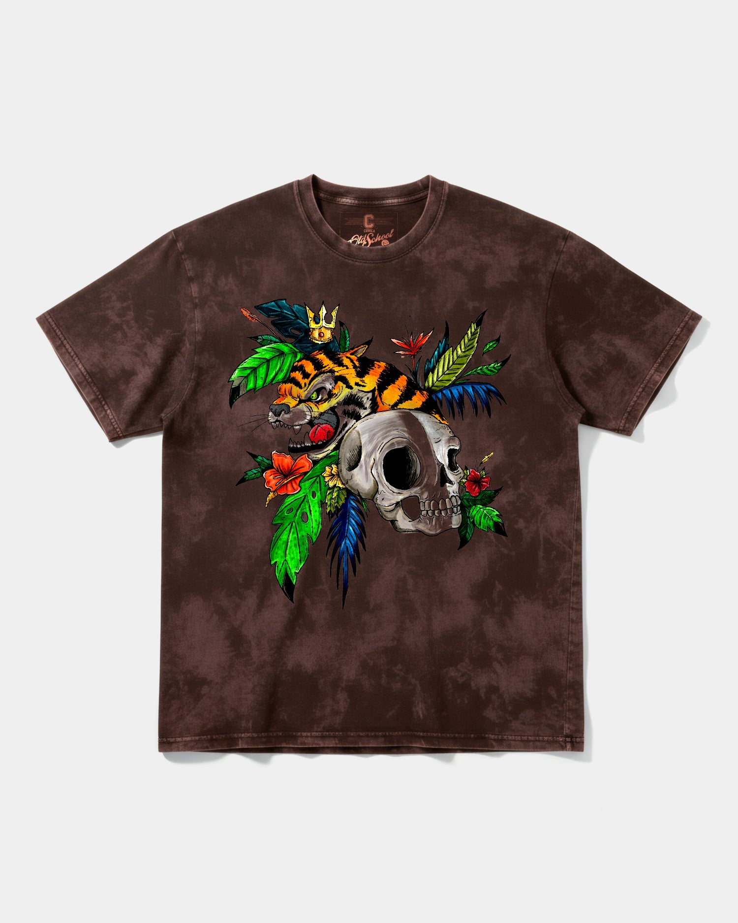 Camiseta Tiger Skull Big Front Oversize Acid Marron