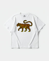 Camiseta Leopardo Big Front Oversize Basic Blanco