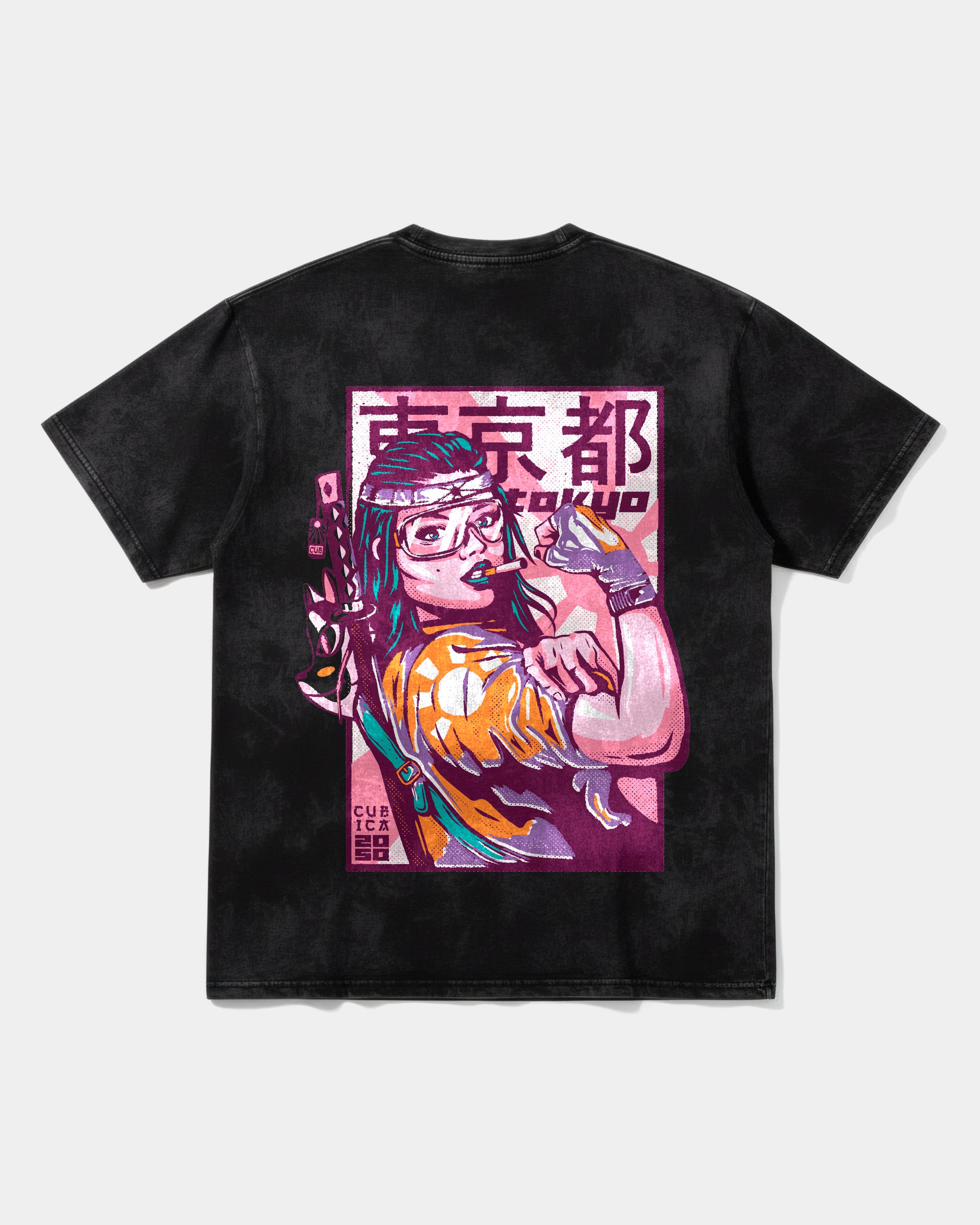 Camiseta Tokyo 2050 Pocket Espalda Oversize Acid