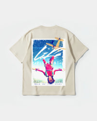 Camiseta Life Is Pleasant Big Back Oversize Basic Beige