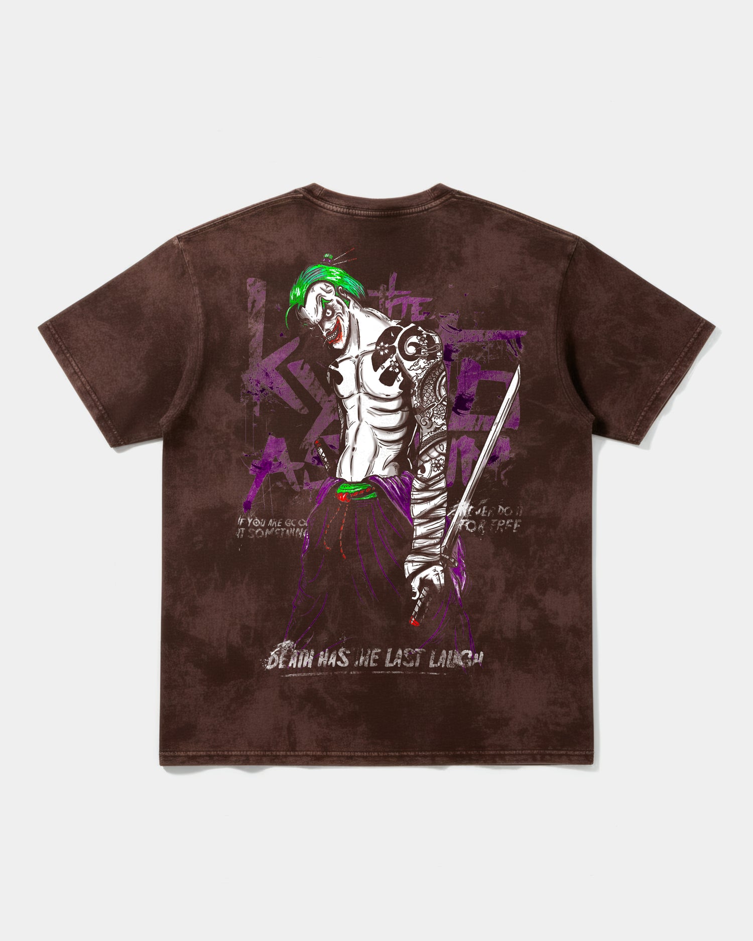 Camiseta Joker Yakuza White Big Back Oversize Acid Marron