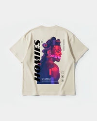 Camiseta Homies White Big Back Oversize Basic Beige