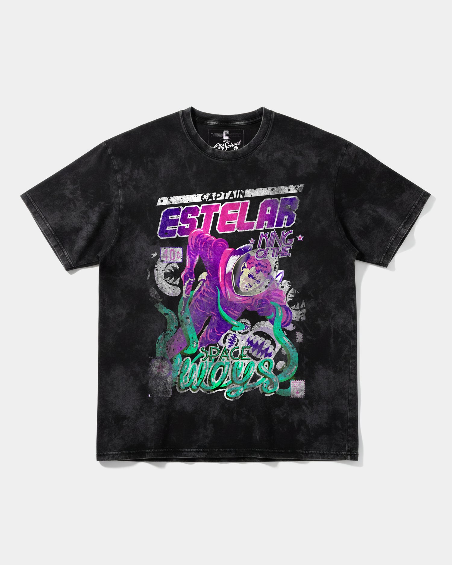 Camiseta Cubica Estelar Big Front Oversize Acid Negro
