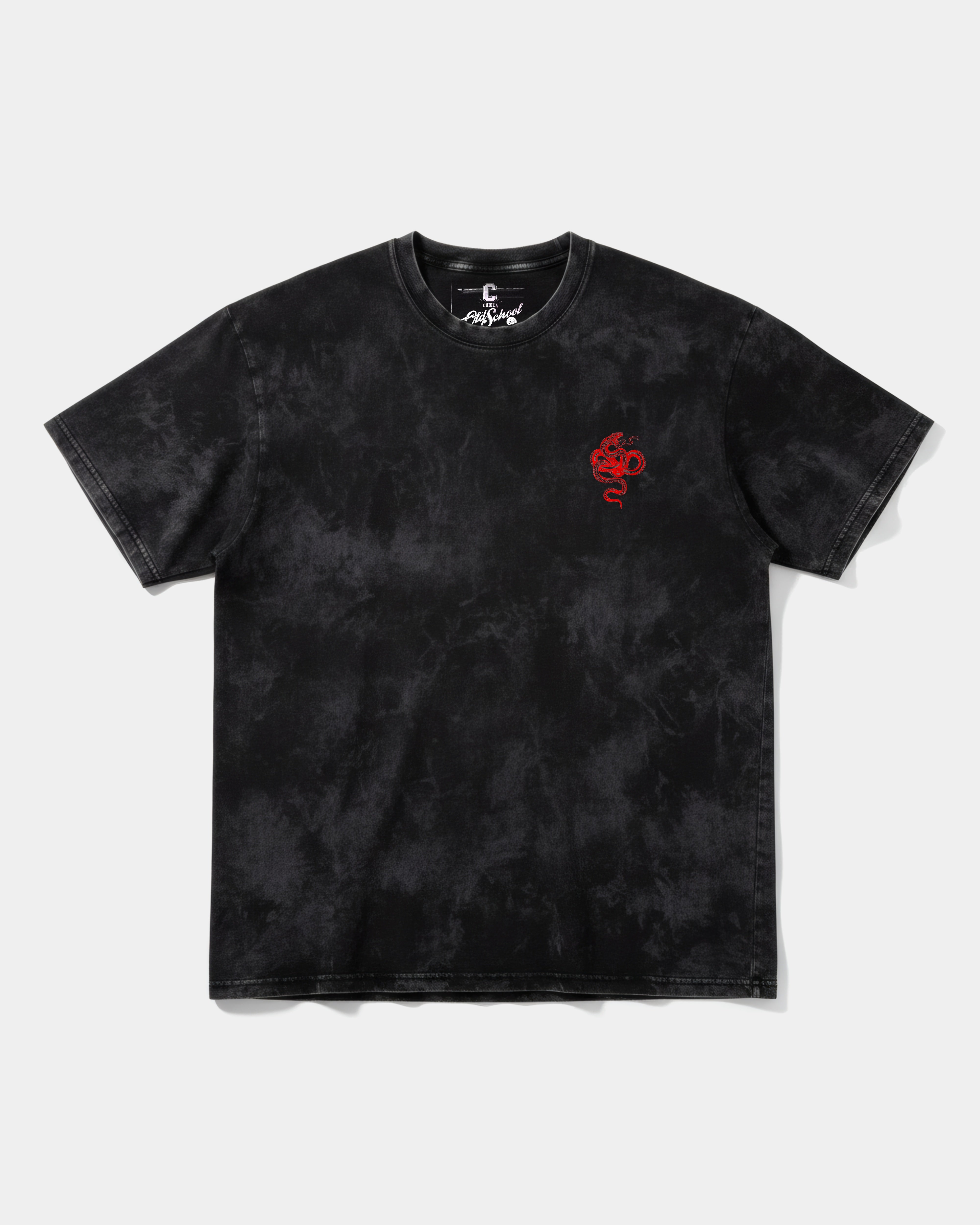 Camiseta Cubica Snake White Pocket Front Oversize Acid Negro