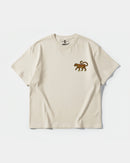 Camiseta Leopardo Pocket Front Oversize Basic Beige