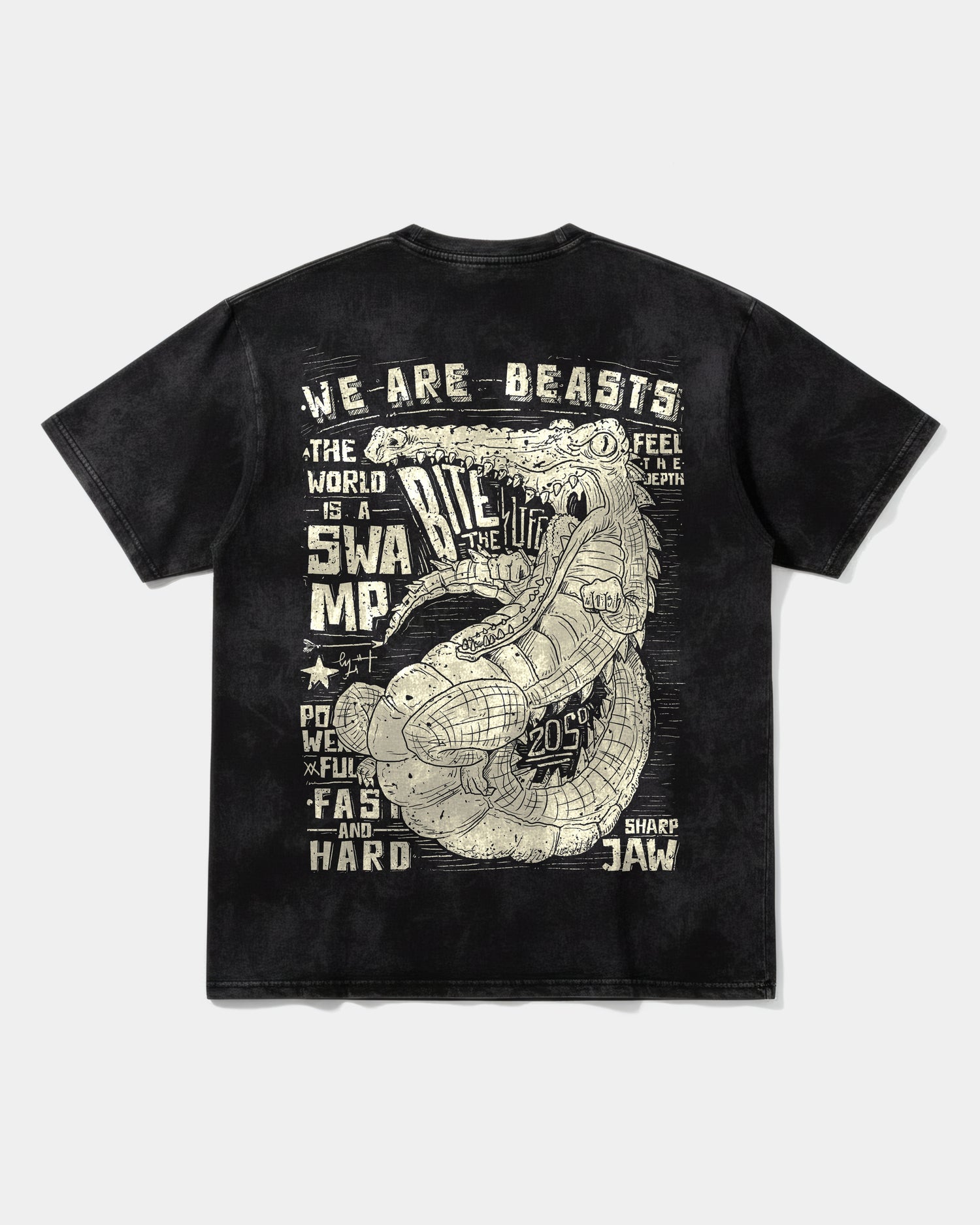 Camiseta We Are Beasts White Big Back Oversize Acid Negro