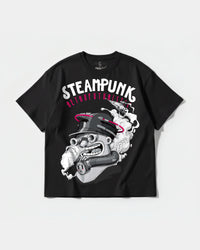 Camiseta Steampunk Retrofuturistic Big Front Oversize Basic Negro
