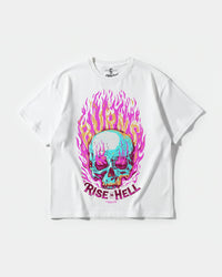 Camiseta Rise In Hell Big Front Oversize Basic Blanco