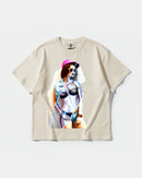 Camiseta Robot Girl Big Front Oversize Basic Beige