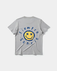 Camiseta Siempre Sonrie Pocket Front Regular Basic Gris