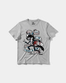 Camiseta Skater Cat Big Front Regular Basic Gris