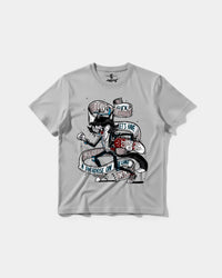 Camiseta Skater Cat Big Front Regular Basic Gris