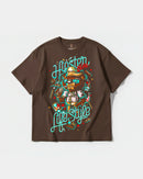 Camiseta Hipster Bear Big Front Oversize Basic Marron