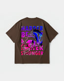Camiseta Craneos Daft Punk Back Oversize Basic Marron