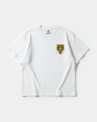 Camiseta Leopard Pocket Front Oversize Basic Blanco