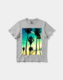 Camiseta Tropical Dusk Big Front Regular Basic Gris