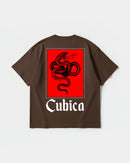 Camiseta Cubica Snake White Pocket Front Oversize Basic Marron