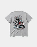 Camiseta Skater Cat Big Back Regular Basic Gris