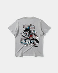 Camiseta Skater Cat Big Back Regular Basic Gris