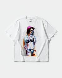 Camiseta Robot Girl Big Front Oversize Basic Blanco
