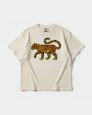 Camiseta Leopardo Big Front Oversize Basic Beige