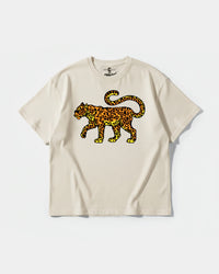 Camiseta Leopardo Big Front Oversize Basic Beige