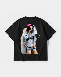Camiseta Robot Girl Big Back Oversize Basic Negro