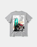 Camiseta Motor Heart White Pocket Front Regular Basic Gris