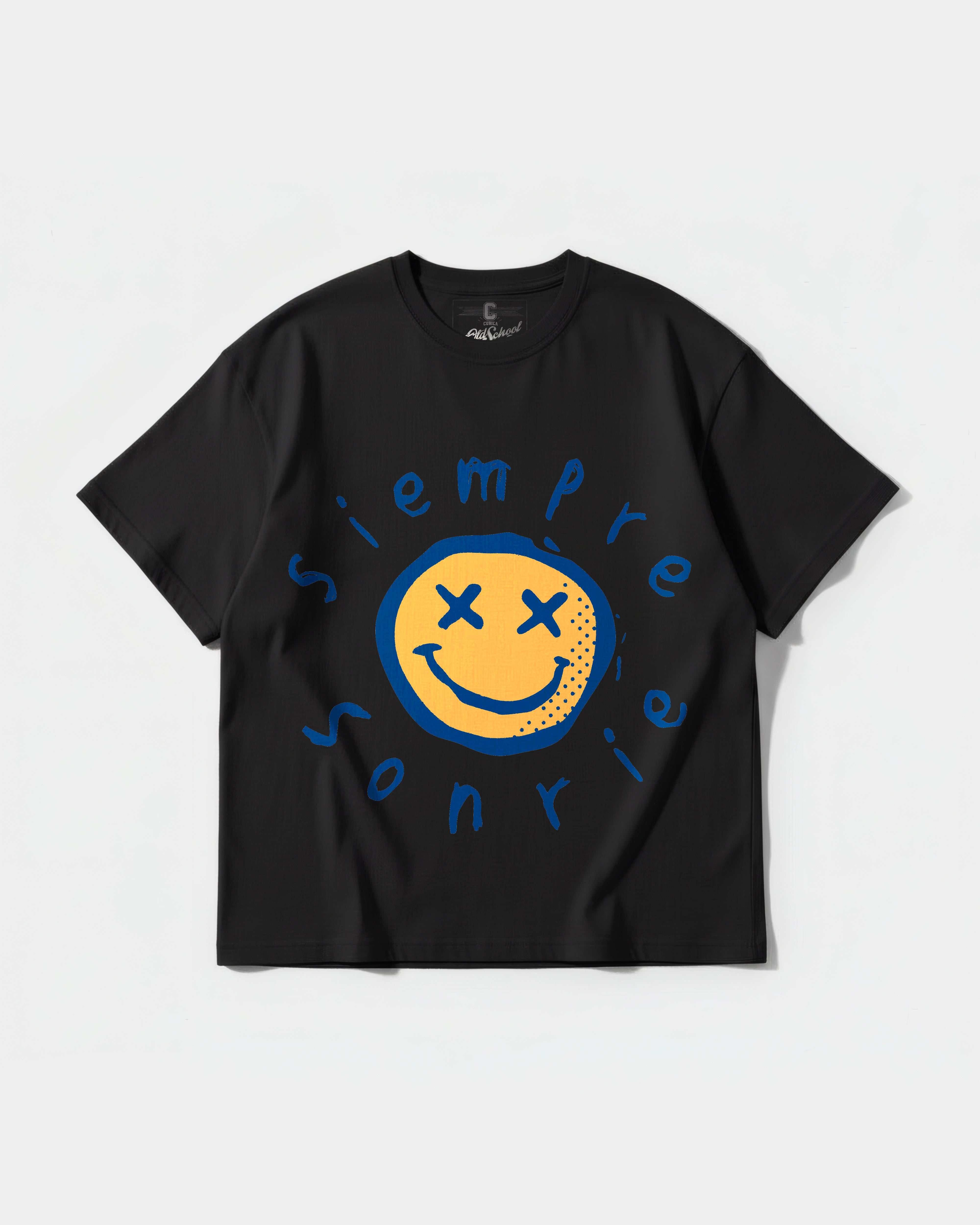 Camiseta Siempre Sonrie Big Front Oversize Basic