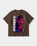 Camiseta Homies White Big Front Oversize Basic Marron