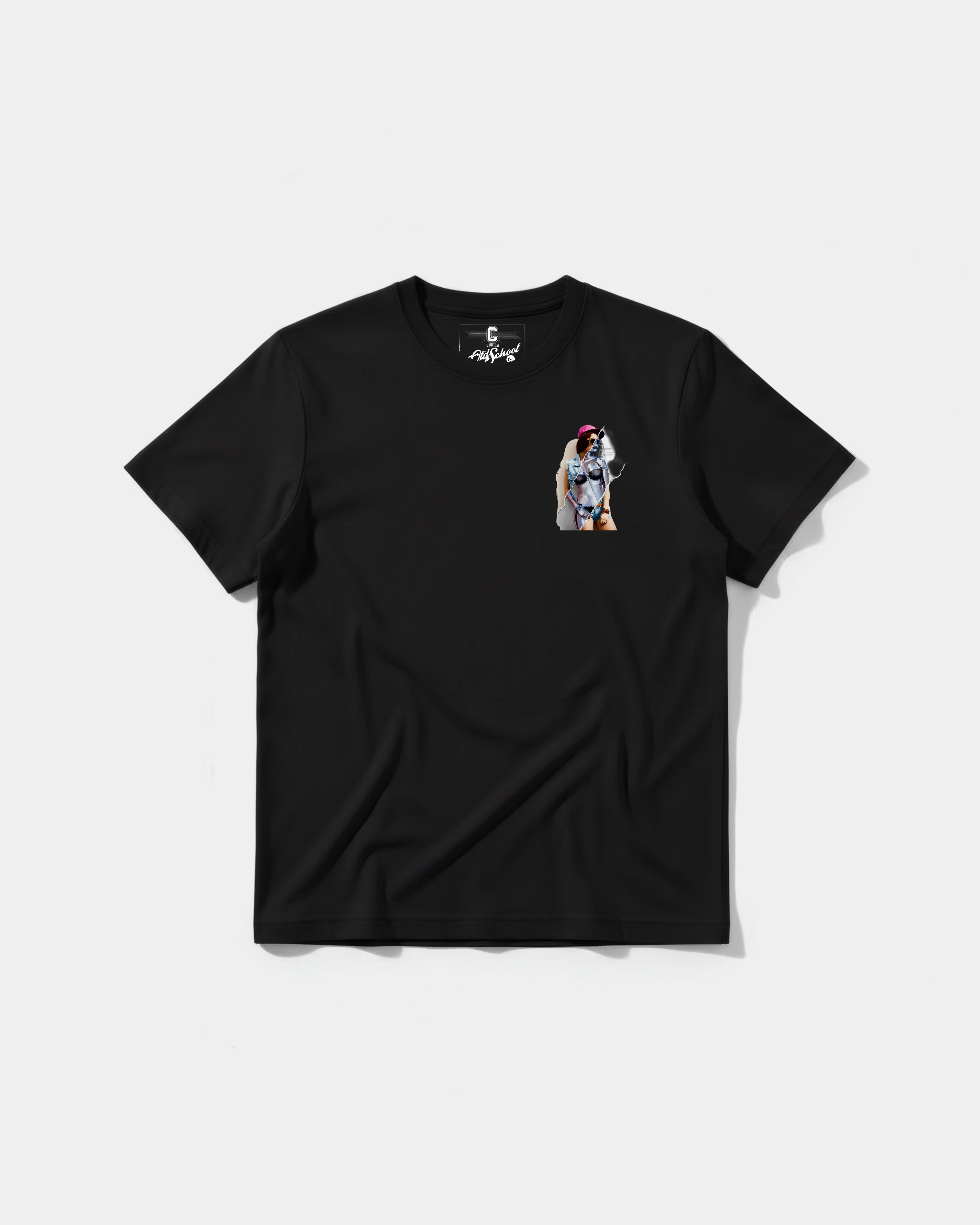 Camiseta Robot Girl Pocket Front Regular Basic