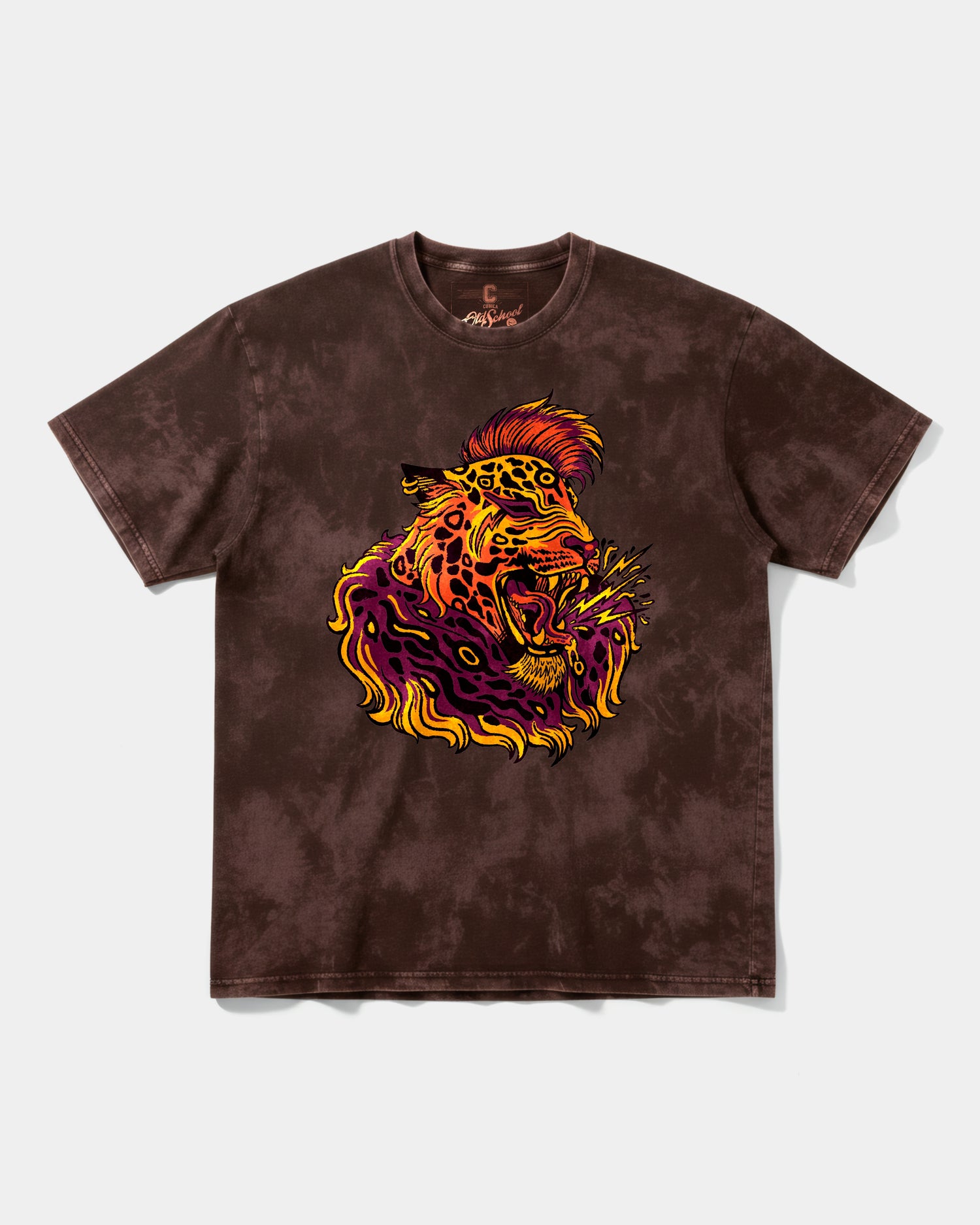 Camiseta Punk Leopard Big Front Oversize Acid Marron