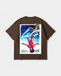 Camiseta Life Is Pleasant Big Back Oversize Basic Marron