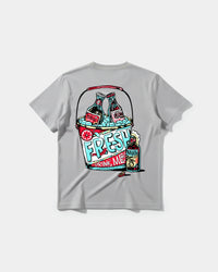 Camiseta Fresh Drink White Pocket Front Regular Basic Gris