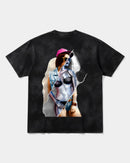 Camiseta Robot Girl Big Back Oversize Acid Negro
