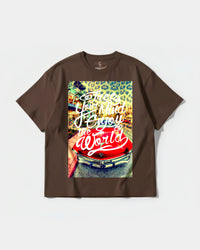 Camiseta Enjoy The World Big Front Oversize Basic Marron