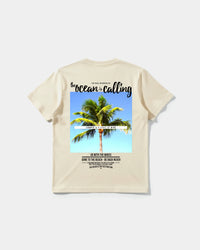Camiseta Ocean Is Calling Big Back Regular Basic Beige