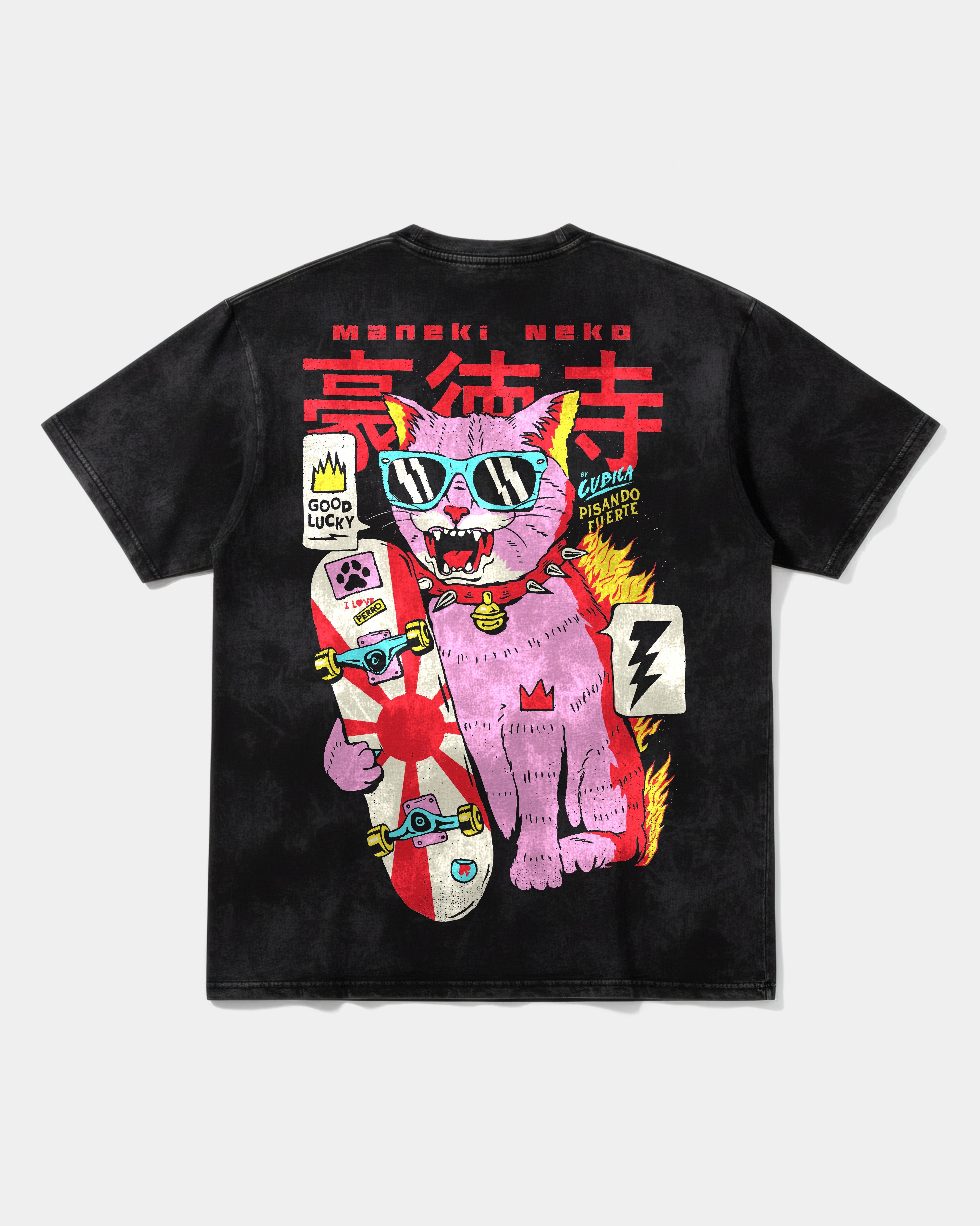 Camiseta Good Lucky Pocket Espalda Oversize Acid