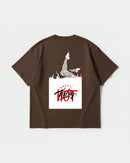 Camiseta Hot Friday White Big Back Oversize Basic Marron
