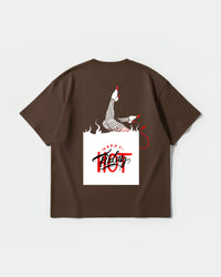 Camiseta Hot Friday White Big Back Oversize Basic Marron