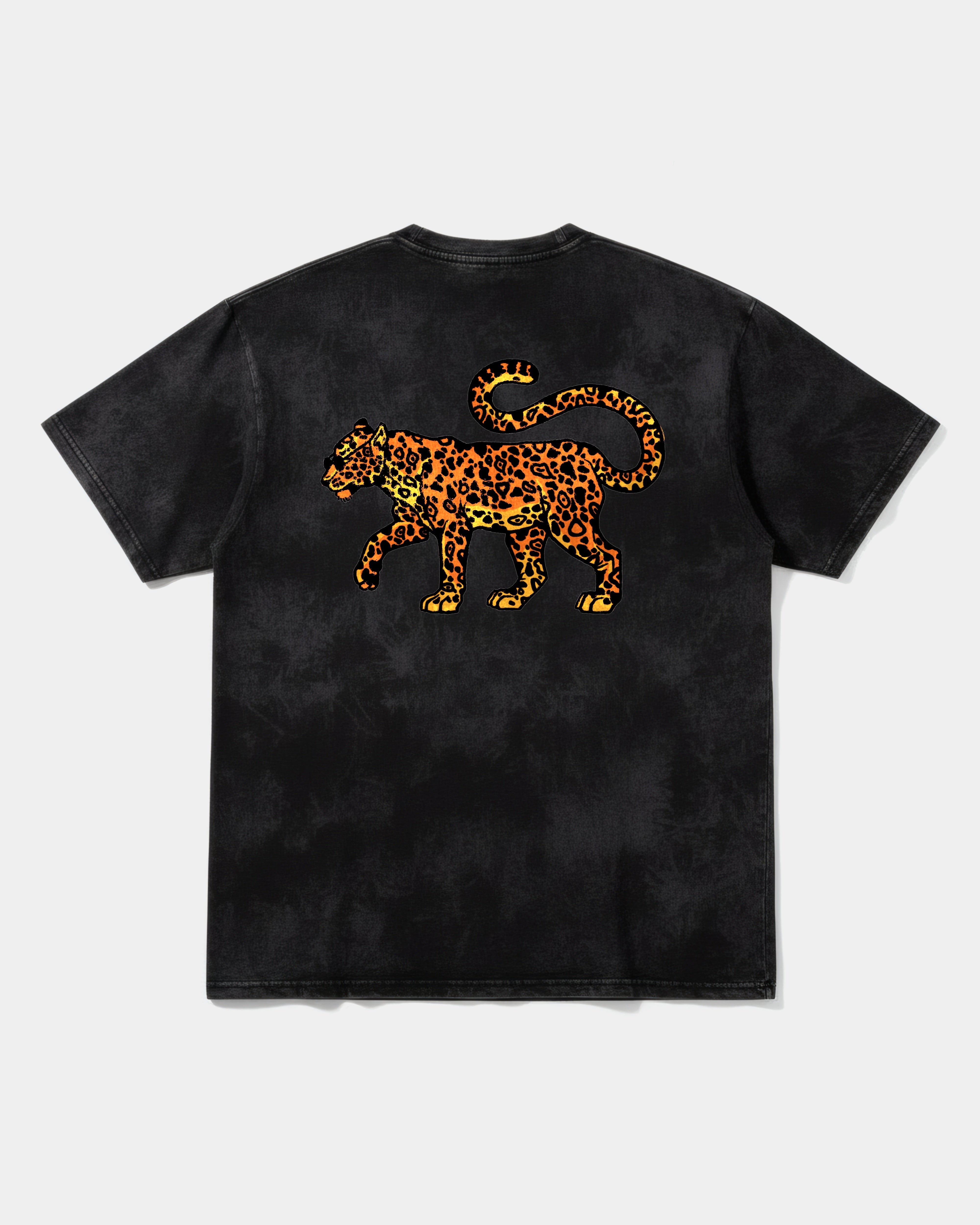 Camiseta Leopardo Big Back Oversize Acid Negro